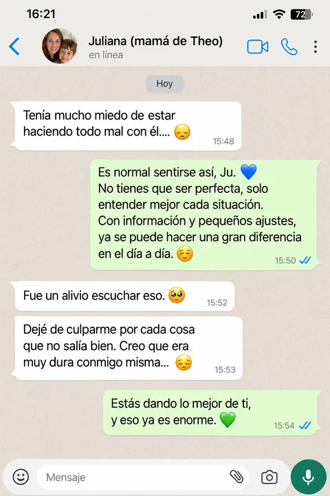 Testimonio de una mamá por WhatsApp