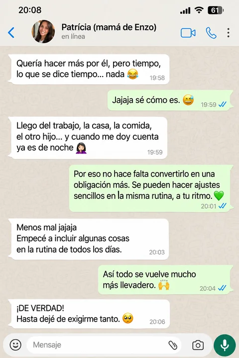 Testimonio de una mamá por WhatsApp