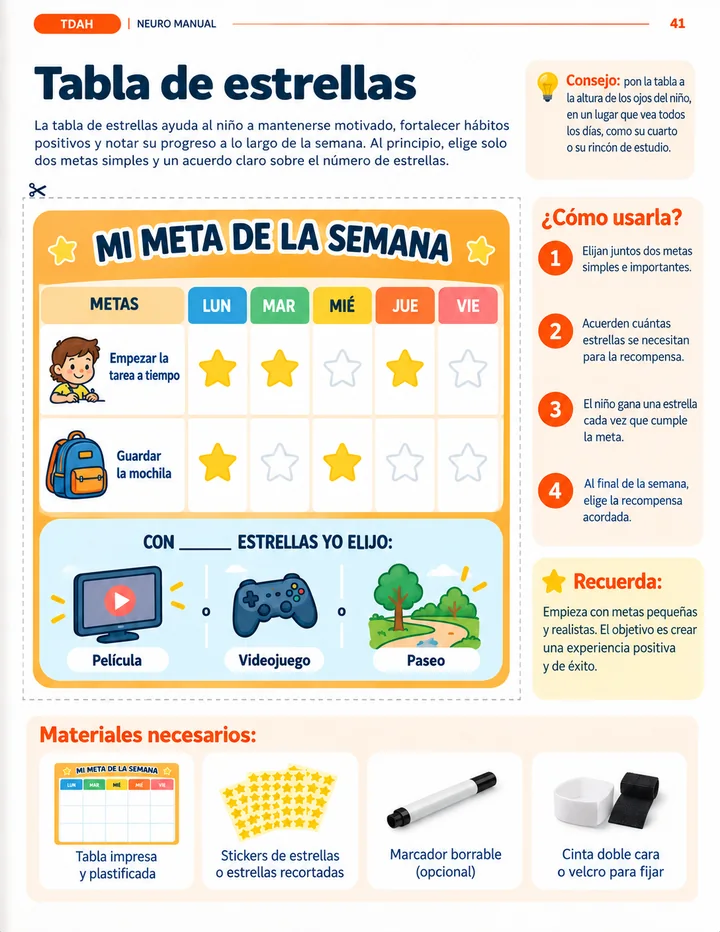 Página de la Tabla de Estrellas, del módulo de TDAH